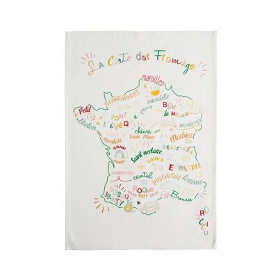 Paño de cocina - Quesos y regiones 50 x 75 cm, algodón