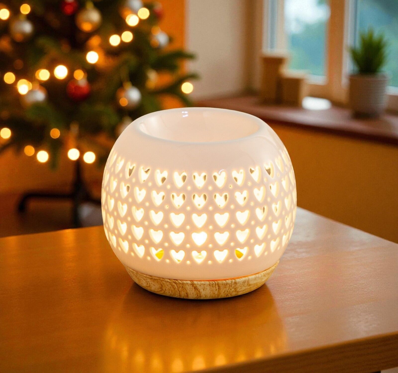 Bruciatore di Profumo Céramy Coeur – Portacandele in Ceramica Laccata – Diffusione di Cere Profumate, Oli Essenziali – Idea Regalo Decorativa