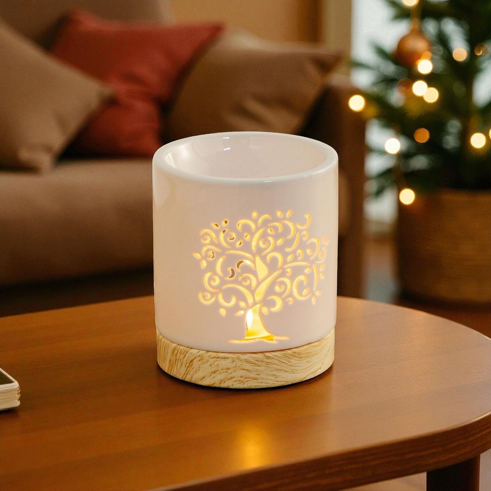 Céramy Life Tree Parfümbrenner – Kerzenhalter aus lackierter Keramik – Diffusion von Duftwachs und ätherischen Ölen – dekorative Geschenkidee