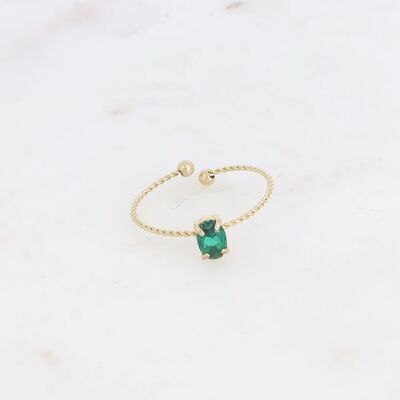 Anillo fino - anillo retorcido y cristal ovalado