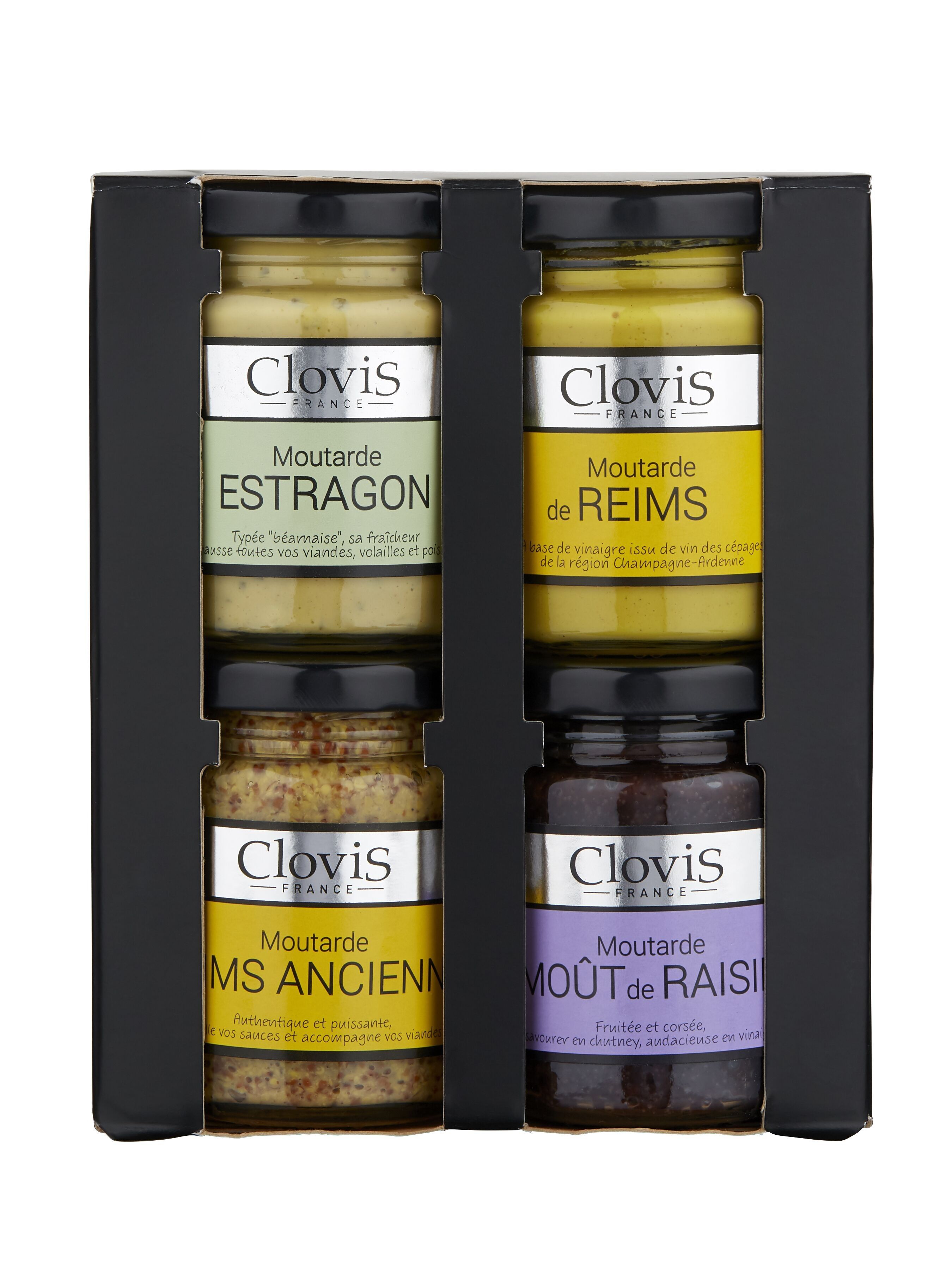 Kit 4x90g Senape di Reims, Senape di Reims Vecchia, Dragoncello e Mosto d'Uva