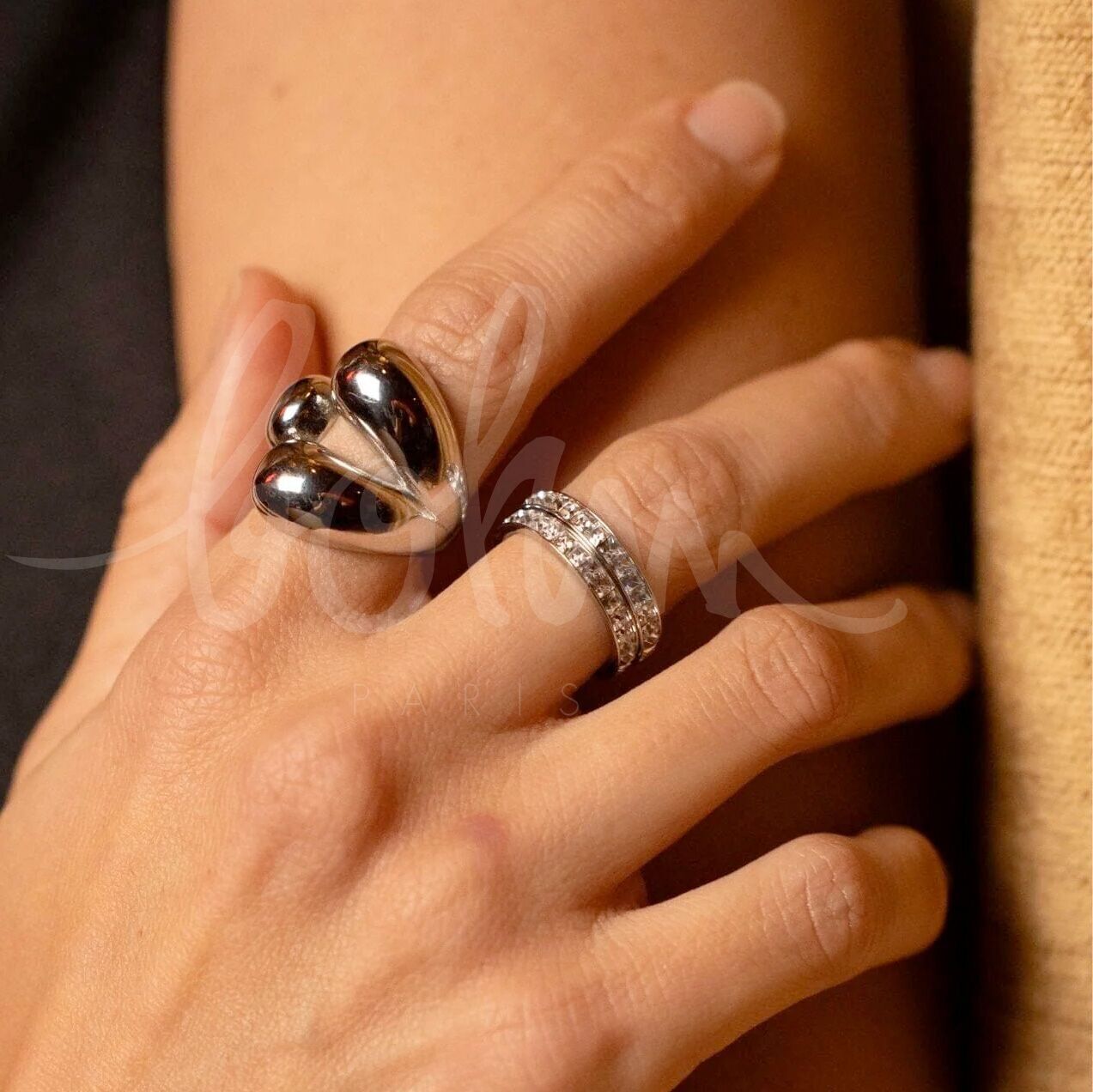 Annia-Ring – quadratische Zirkoniumoxide – 3 Größen FR 50/52/54