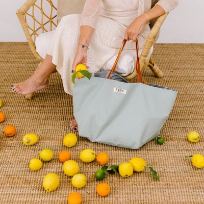 Maxi Bolso con bolsillos y asas de cuero