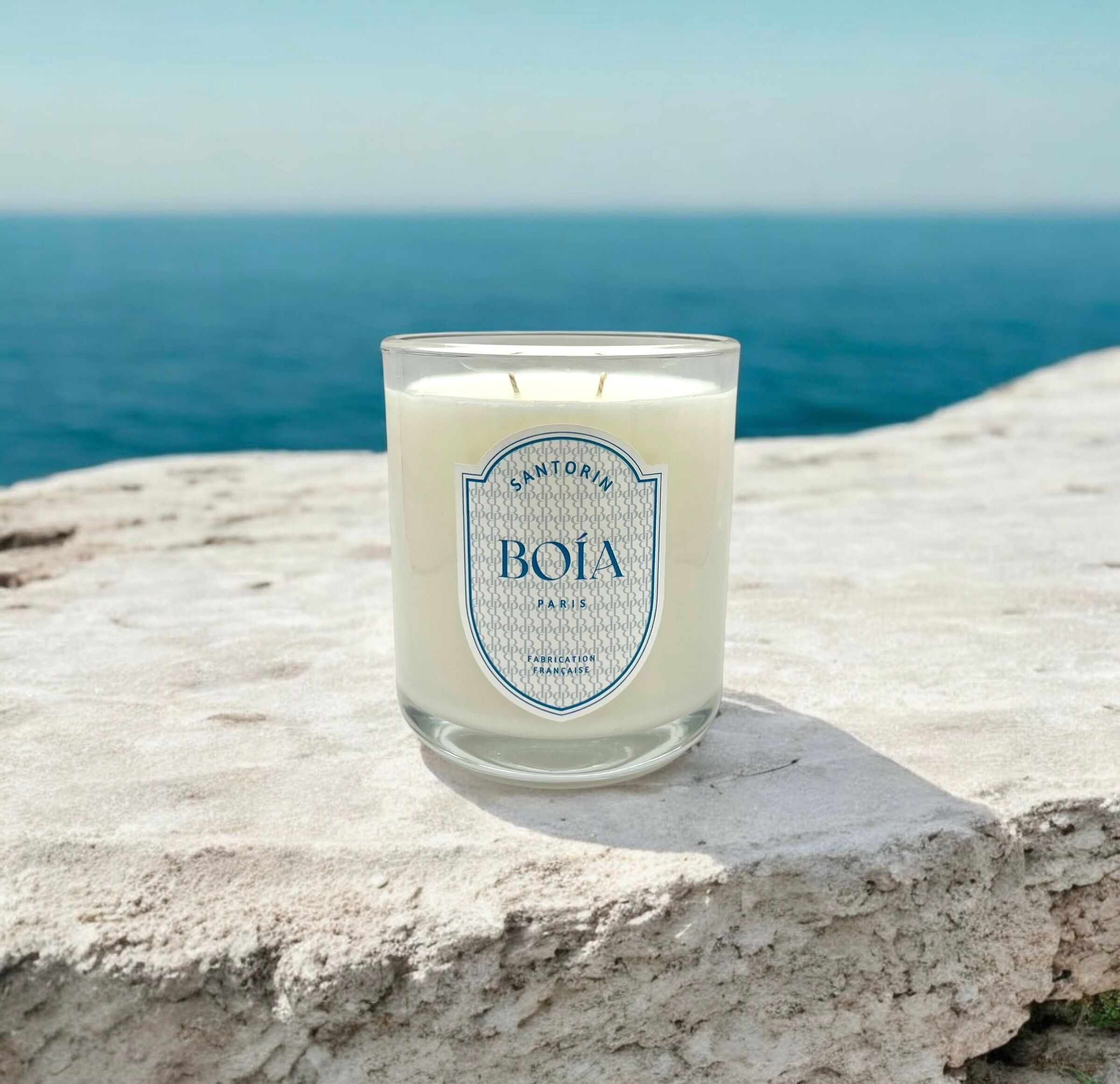 Santorini fragrance natural wax candle - 2 wicks (370g)