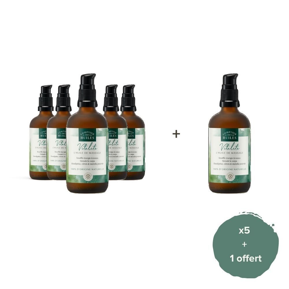 Pack of 5 + 1 free - Organic Vitality Massage Oil
