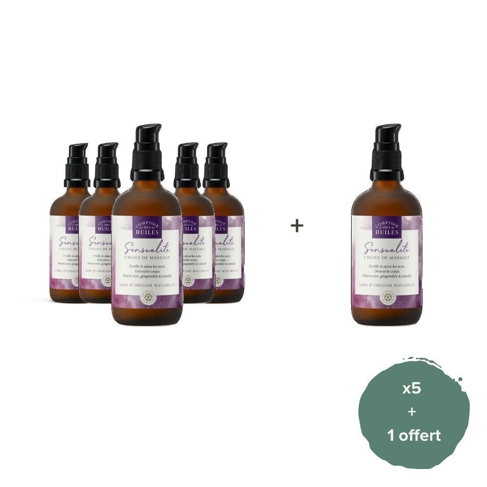 Pack of 5 + 1 free - Organic Sensuality Massage Oil