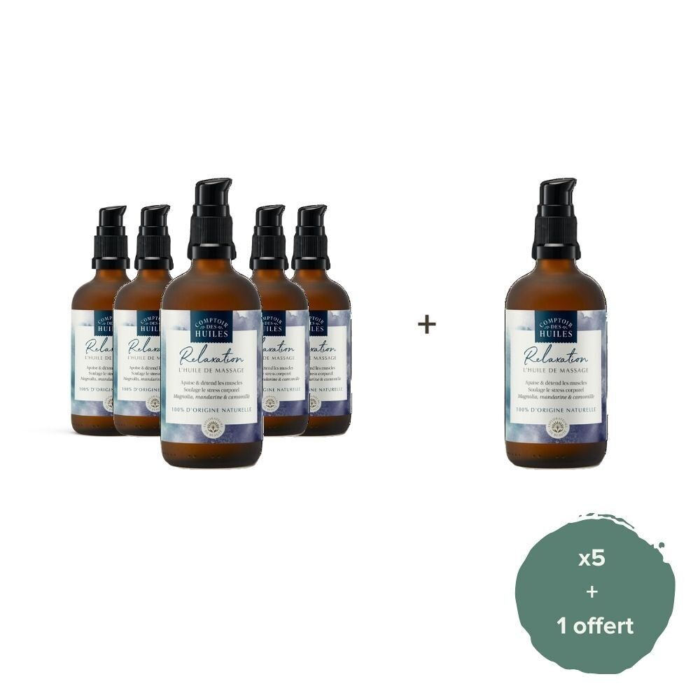 Set da 5 + 1 in omaggio - Olio da Massaggio Rilassante BIOLOGICO