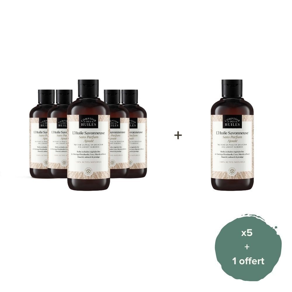 5er-Set + 1 gratis – parfümfreies BIO-Duschöl