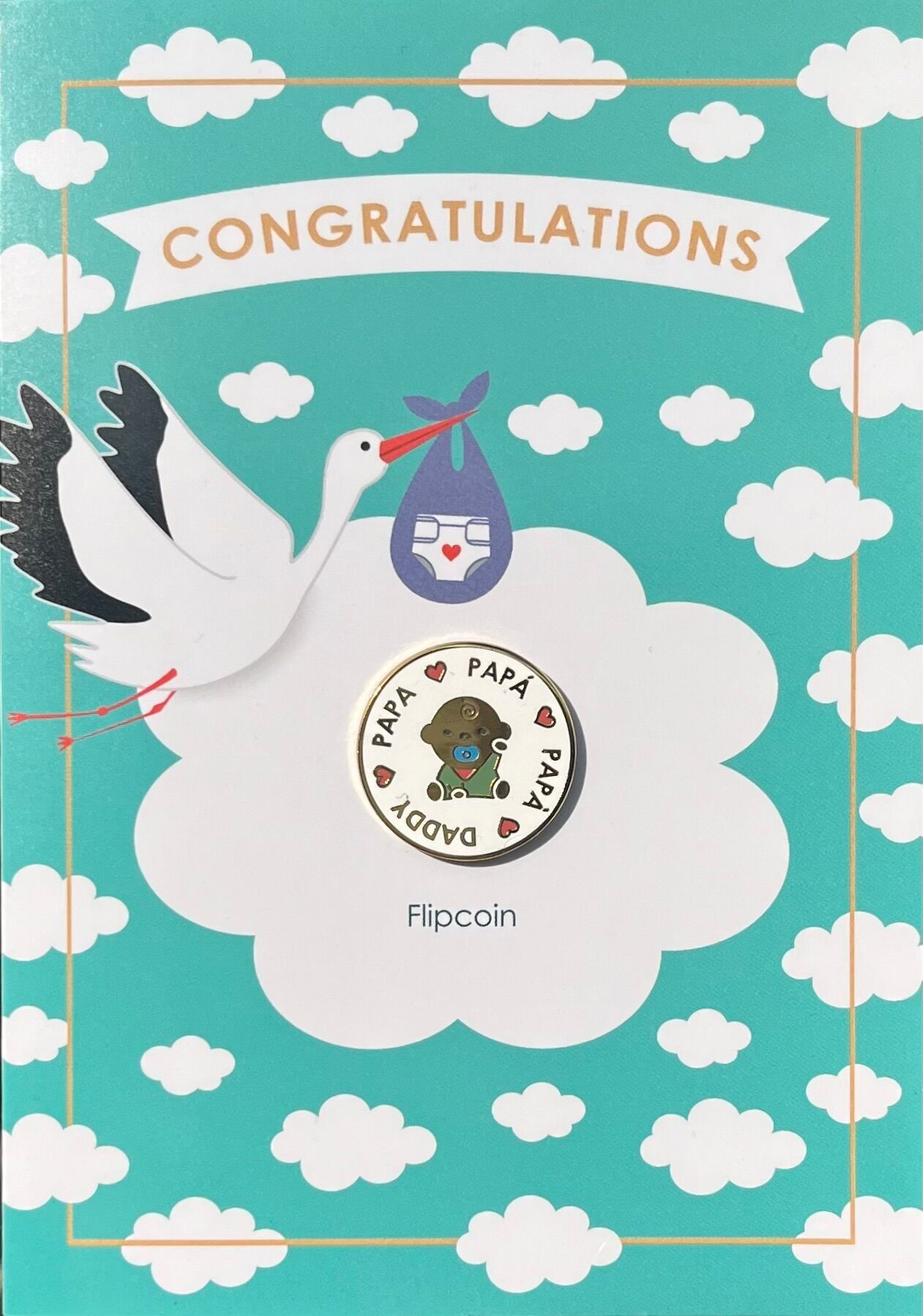 Biglietto di nascita con moneta decisionale per i genitori | Piccoli regali divertenti per la nascita | Per ragazzi e ragazze | Biglietto di congratulazioni con Flipcoin