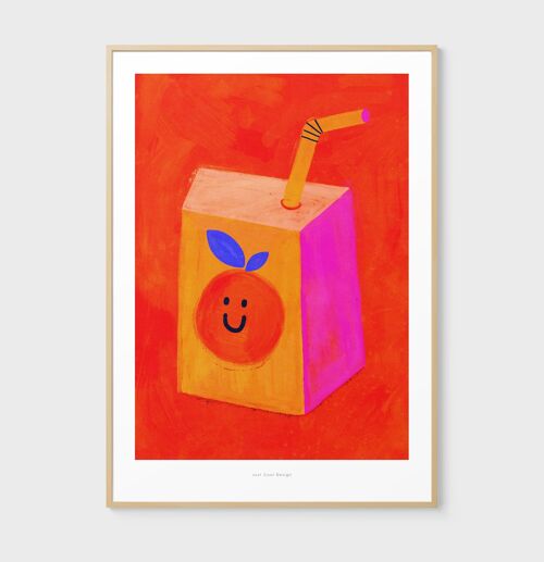 Impresión artística de ilustración de jugo de naranja A4