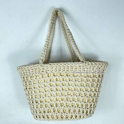 Bolsos de mano tejidos a mano estilo boho chic, bolso de paja tipo cesta