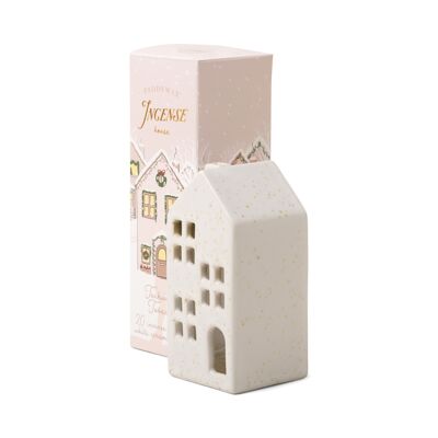 Winter Ceramic Village Holiday Incense Holders - White House - Teakwood Tobacco