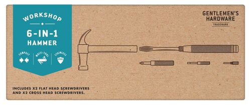 Hammer Multi-Tool 6 in 1 in Kraft Packaging