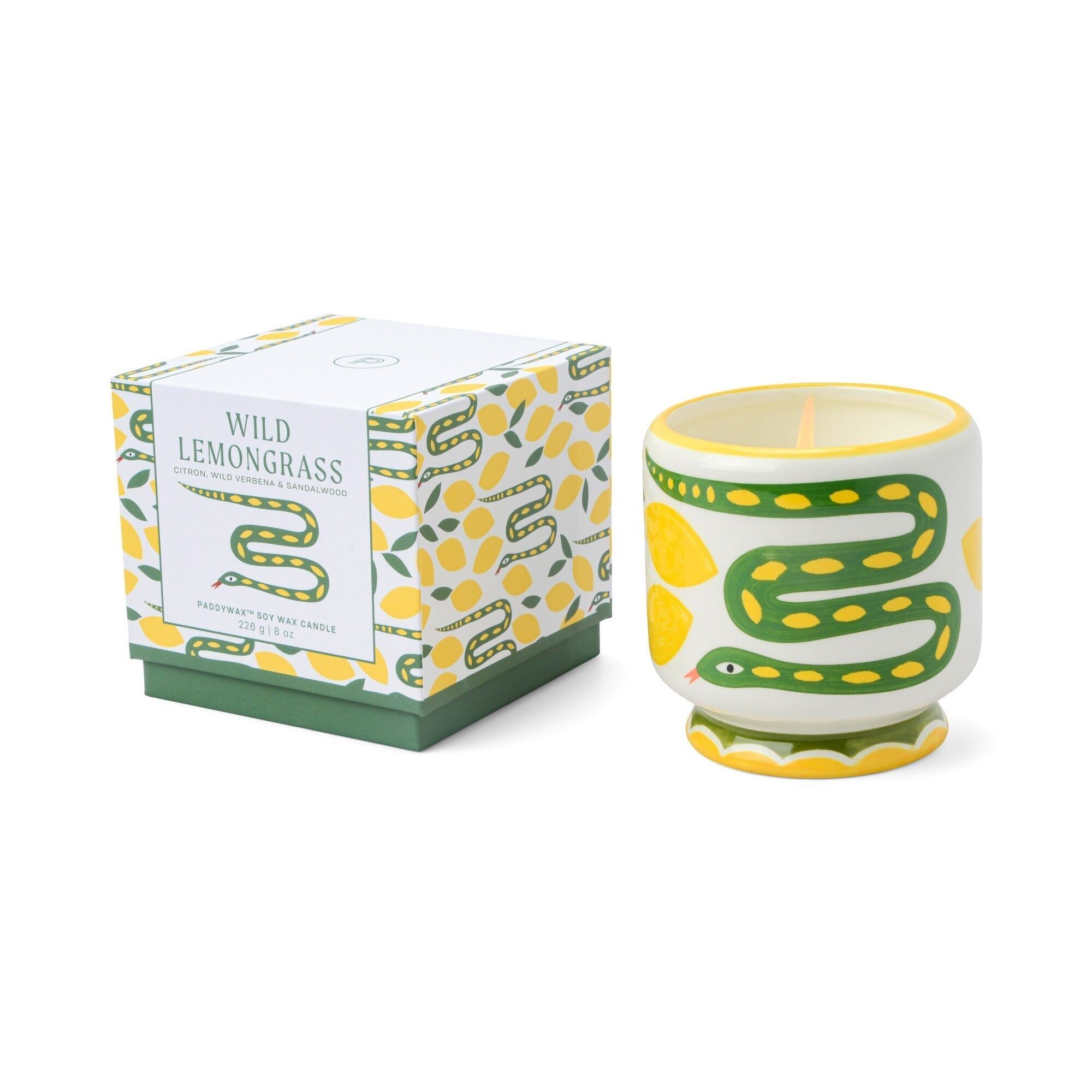 Adopté 8 oz./Bougie en céramique serpent 226g - Citronnelle sauvage