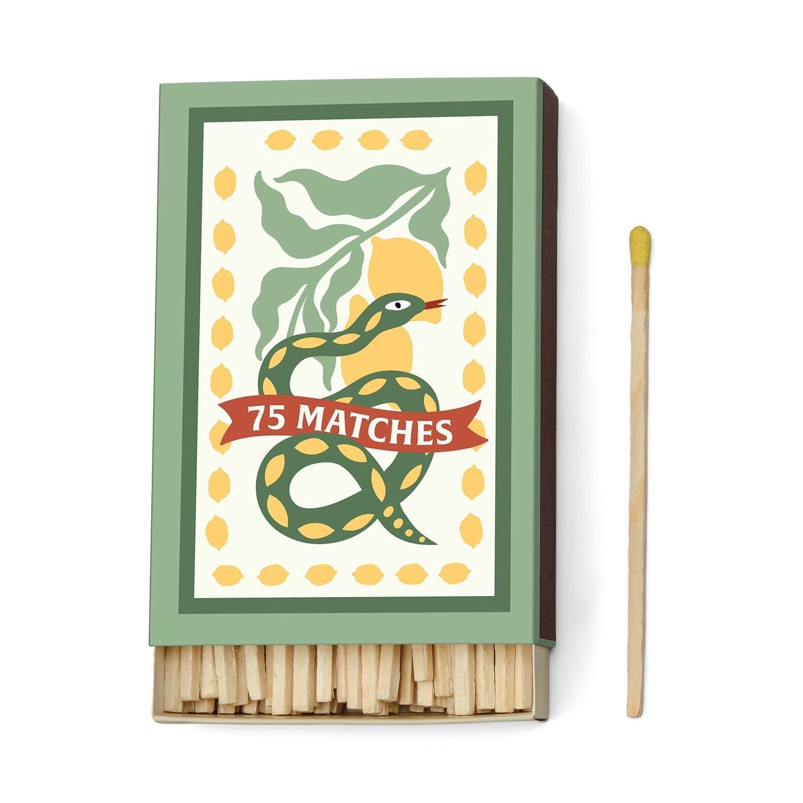 Adopo Boxed Matches "Snake" Giallo set da 75 fiammiferi