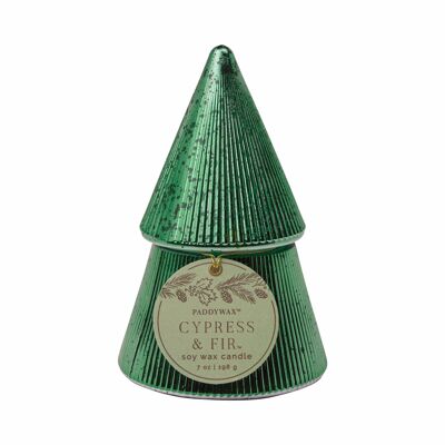 Candela a forma di albero verde impilato Cypress & Fir da 7oz/198g