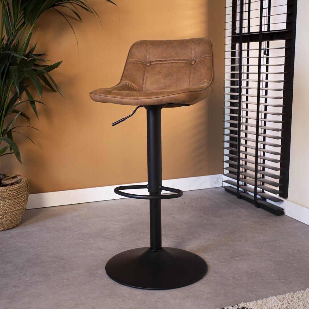 Sgabello da bar girevole industriale Keston cognac