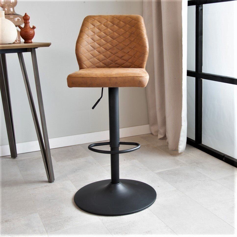 Industrial swivel bar stool Grizzly cognac