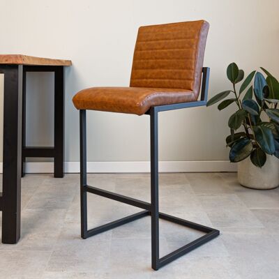 Tabouret de bar industriel Kuba cognac