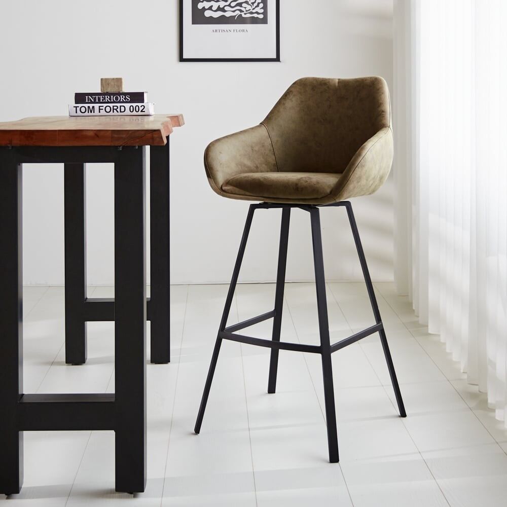 Sgabello bar girevole Elise in ecopelle verde