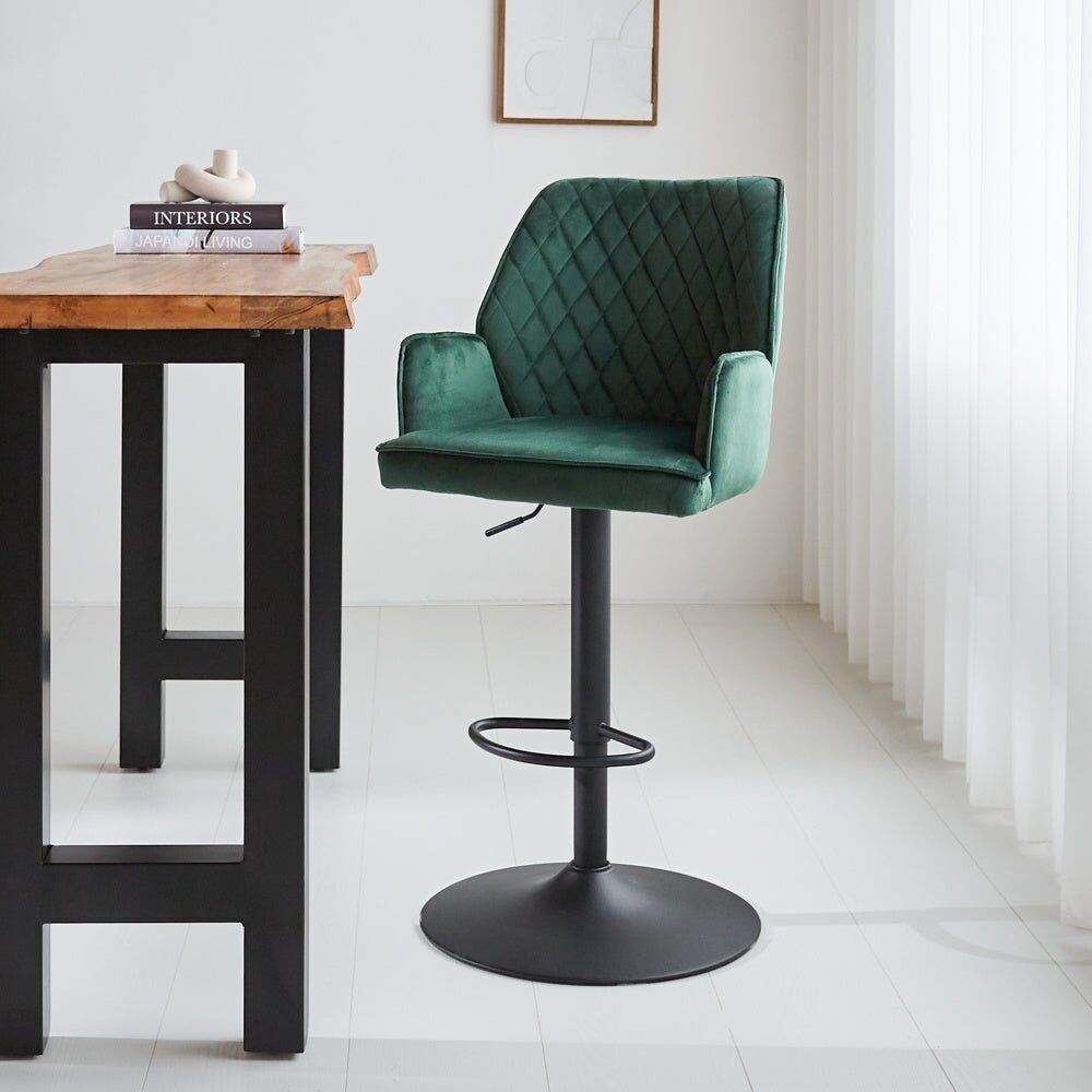 Sgabello da bar Novan velluto verde