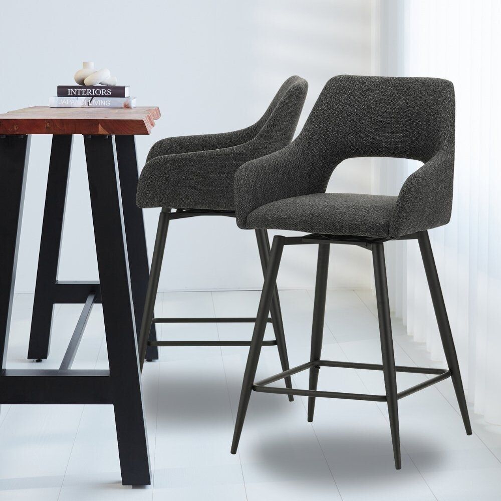 Bar stool Skye swivel with armrest black