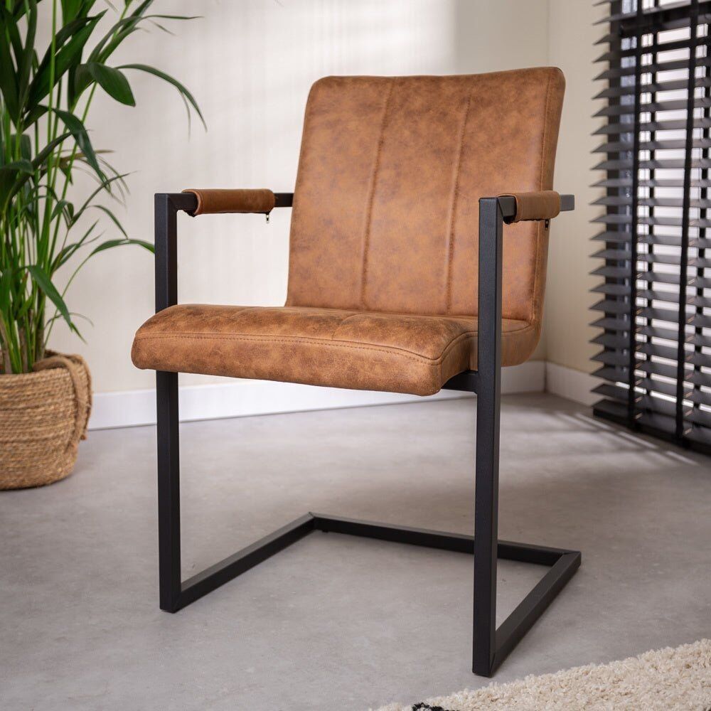 Sedia da pranzo industriale Jackson cognac