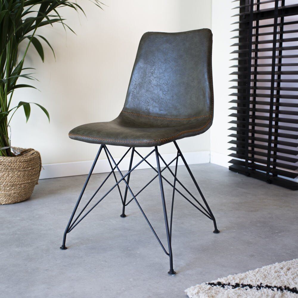 Sedia da pranzo industriale Viano verde