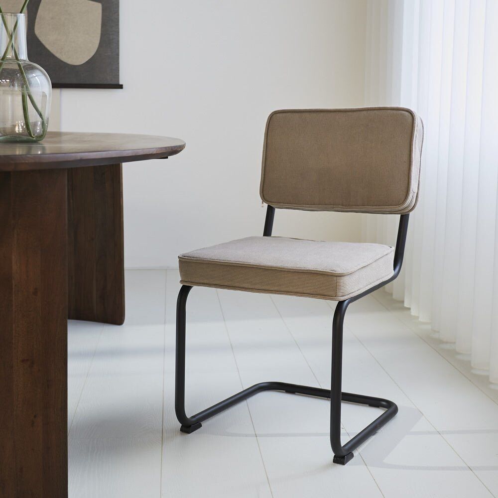 Sedia per sala da pranzo Remo in tessuto cannettato tortora