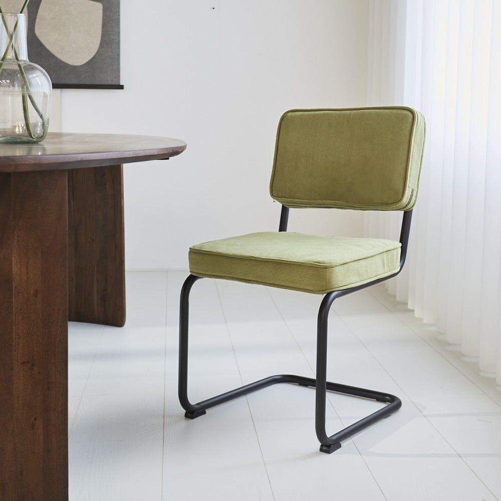 Sedia per sala da pranzo Remo tessuto a coste verde