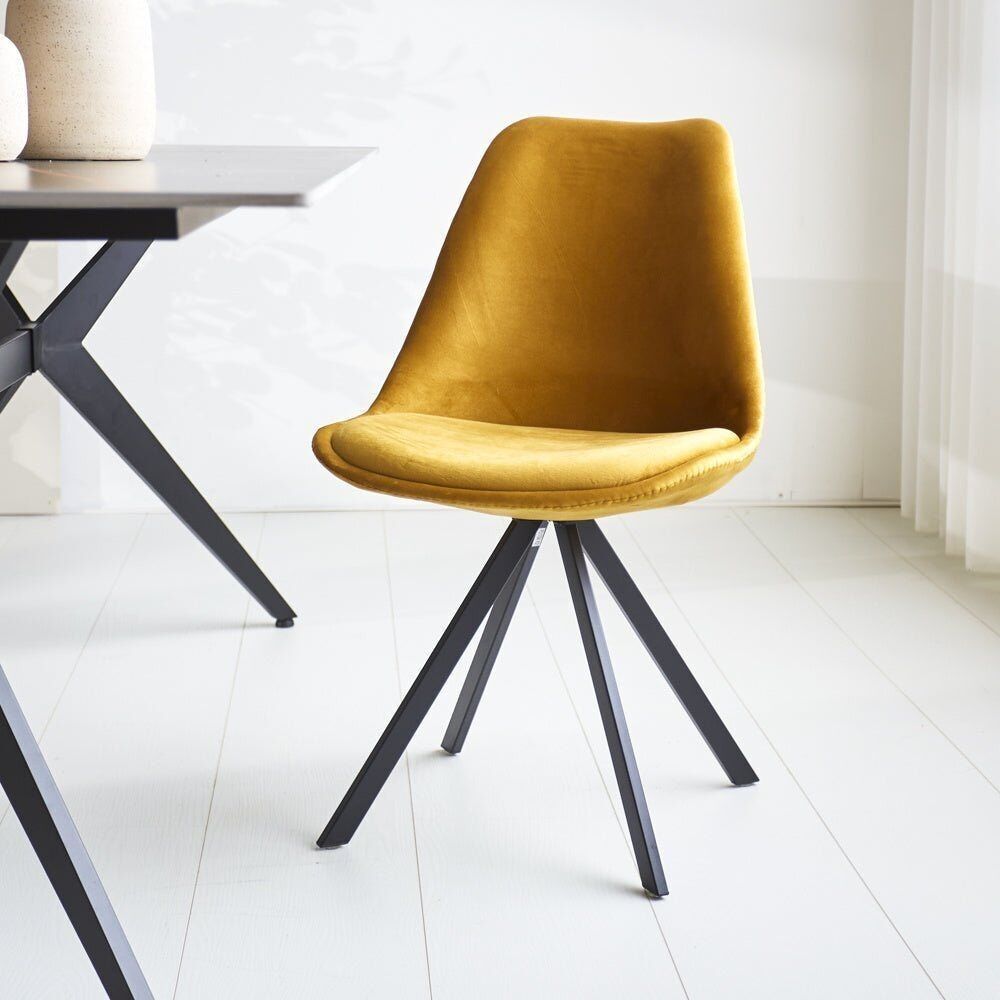 Sedia per sala da pranzo Jace velluto giallo