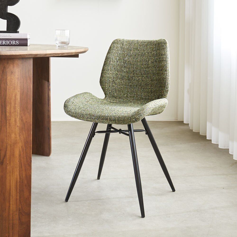 Sedia per sala da pranzo Beau ciniglia verde
