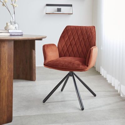 Silla de comedor Novan terciopelo cobre