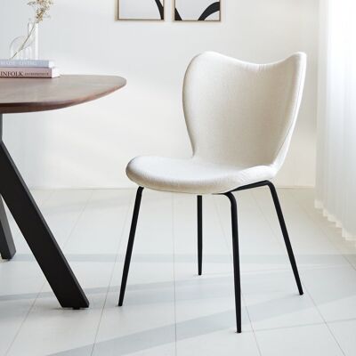 Chaise de salle à manger Sia bouclé crème