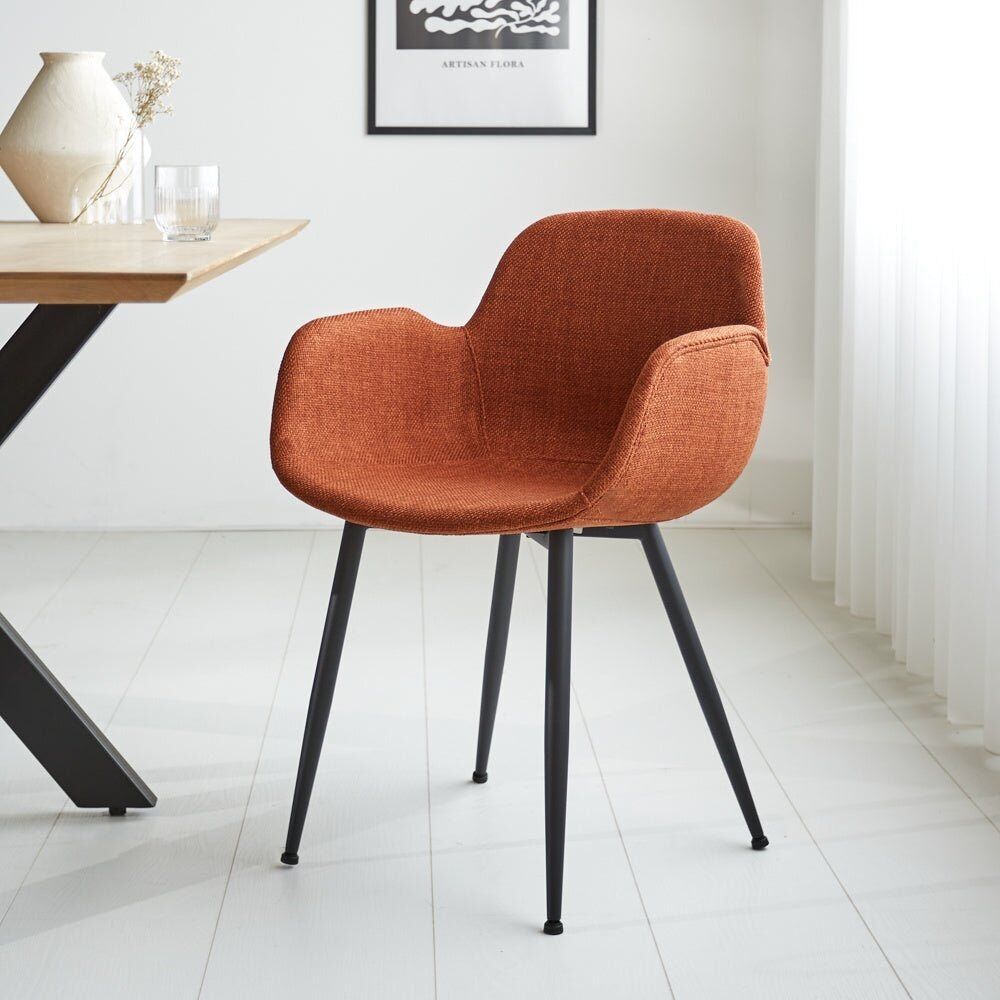 Sedia da sala da pranzo con seduta a secchiello Mick in terracotta