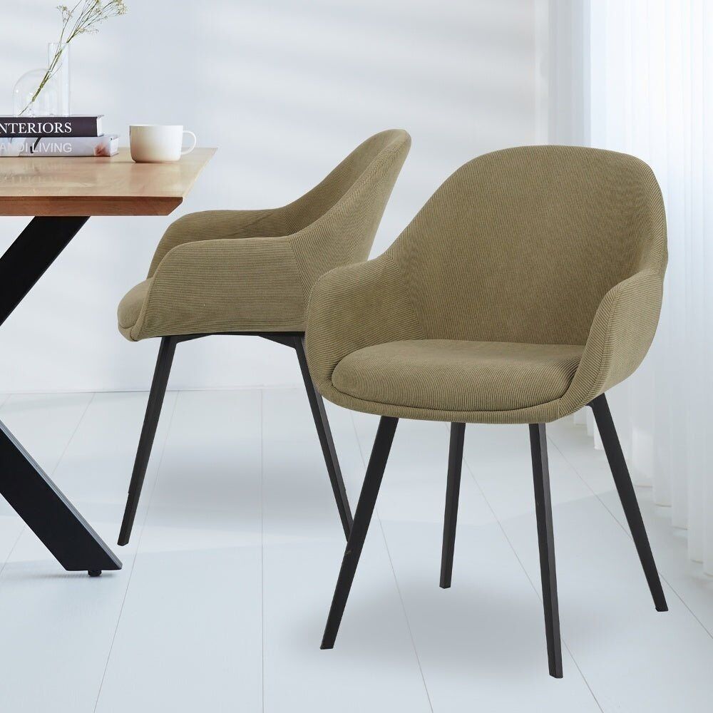 Sedia per sala da pranzo Remy a coste verde