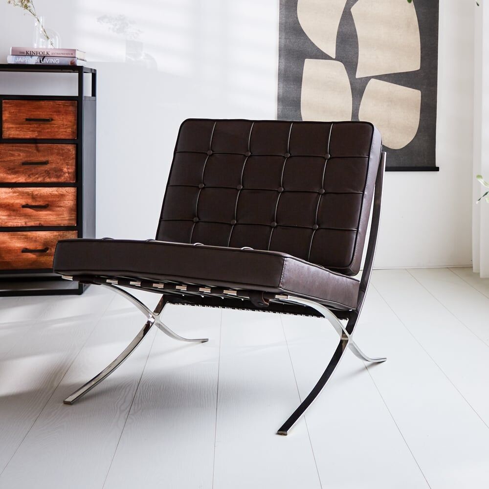 Poltrona Expo in pelle premium marrone scuro