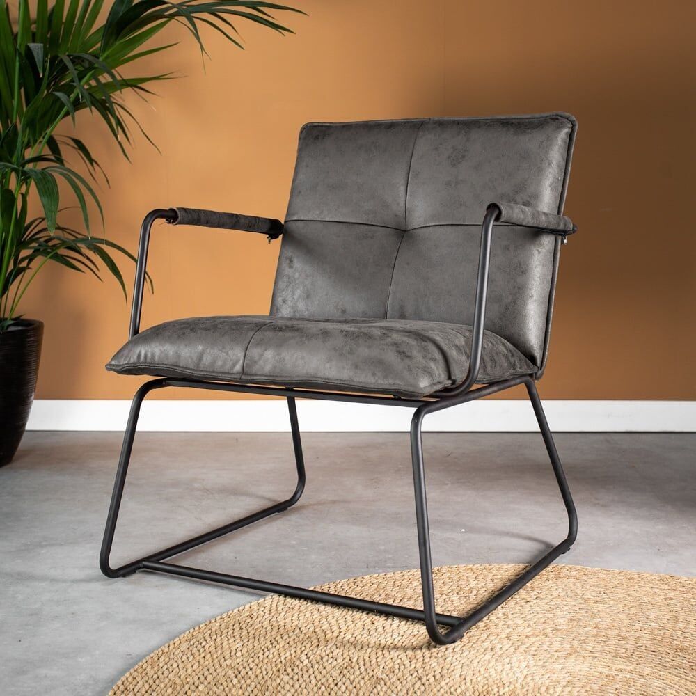 Fauteuil industriel Hailey cuir écologique anthracite