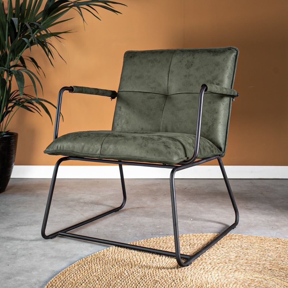 Fauteuil industriel Hailey cuir écologique vert