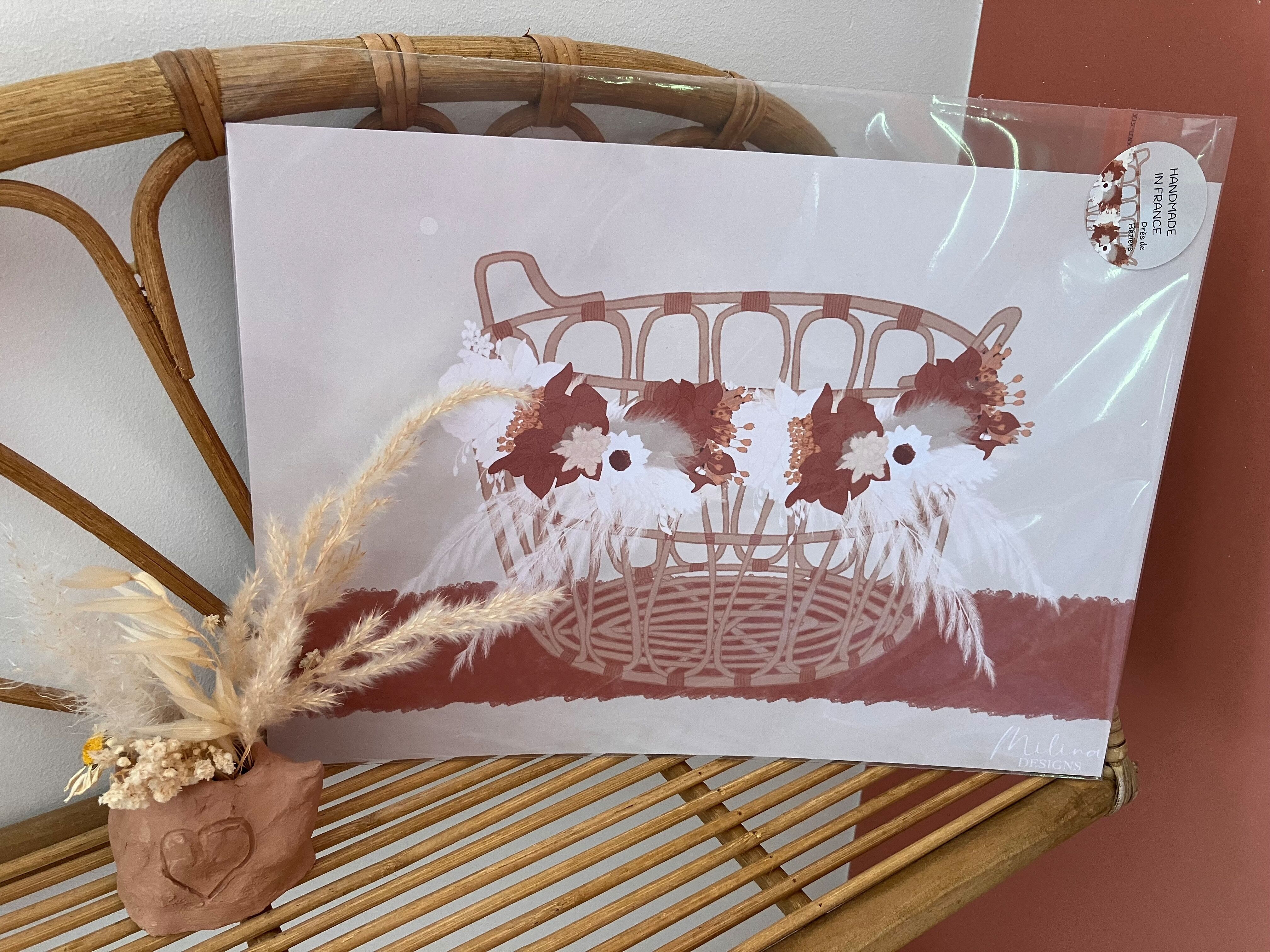 Manifesto di giugno, illustrazione bohémien, in formato A4 e A3, prodotto in Francia