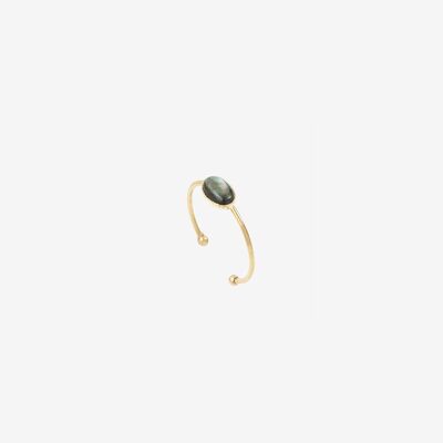 BAGUE PLAQUÉE OR NACRE GRISE - CAB OVALE