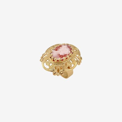 BAGUE PLAQUÉE OR GRAND MODELE CORNALINE ET CAMÉE - DUBARRY