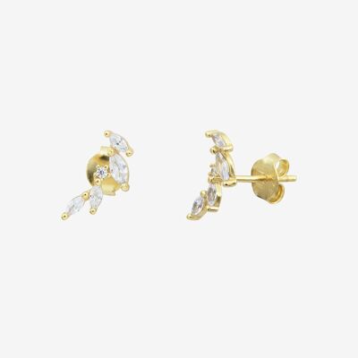 BOUCLES D'OREILLES DORÉES AMBRE PAIRE - PUCES