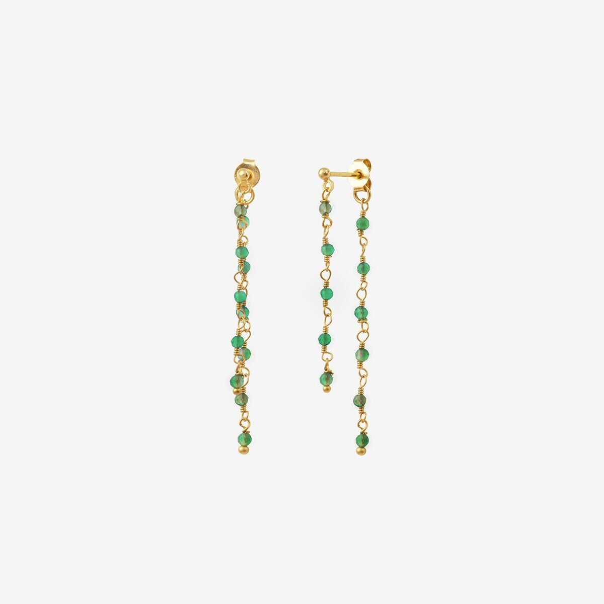 BOUCLES D'OREILLES DORÉES DOUBLE QUARTZ VERT - ROXANE