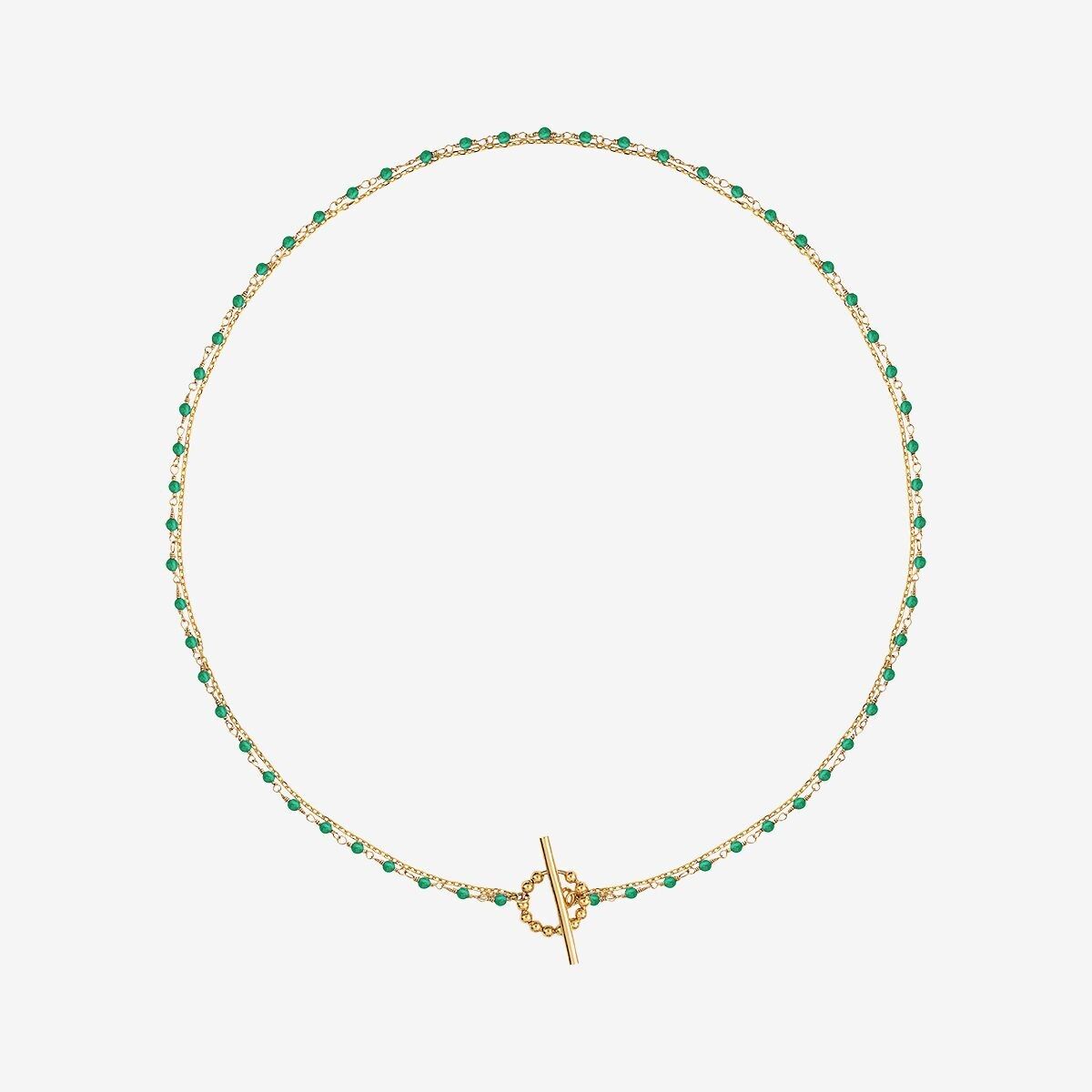 COLLIER DORÉ QUARTZ VERT - ROXANE