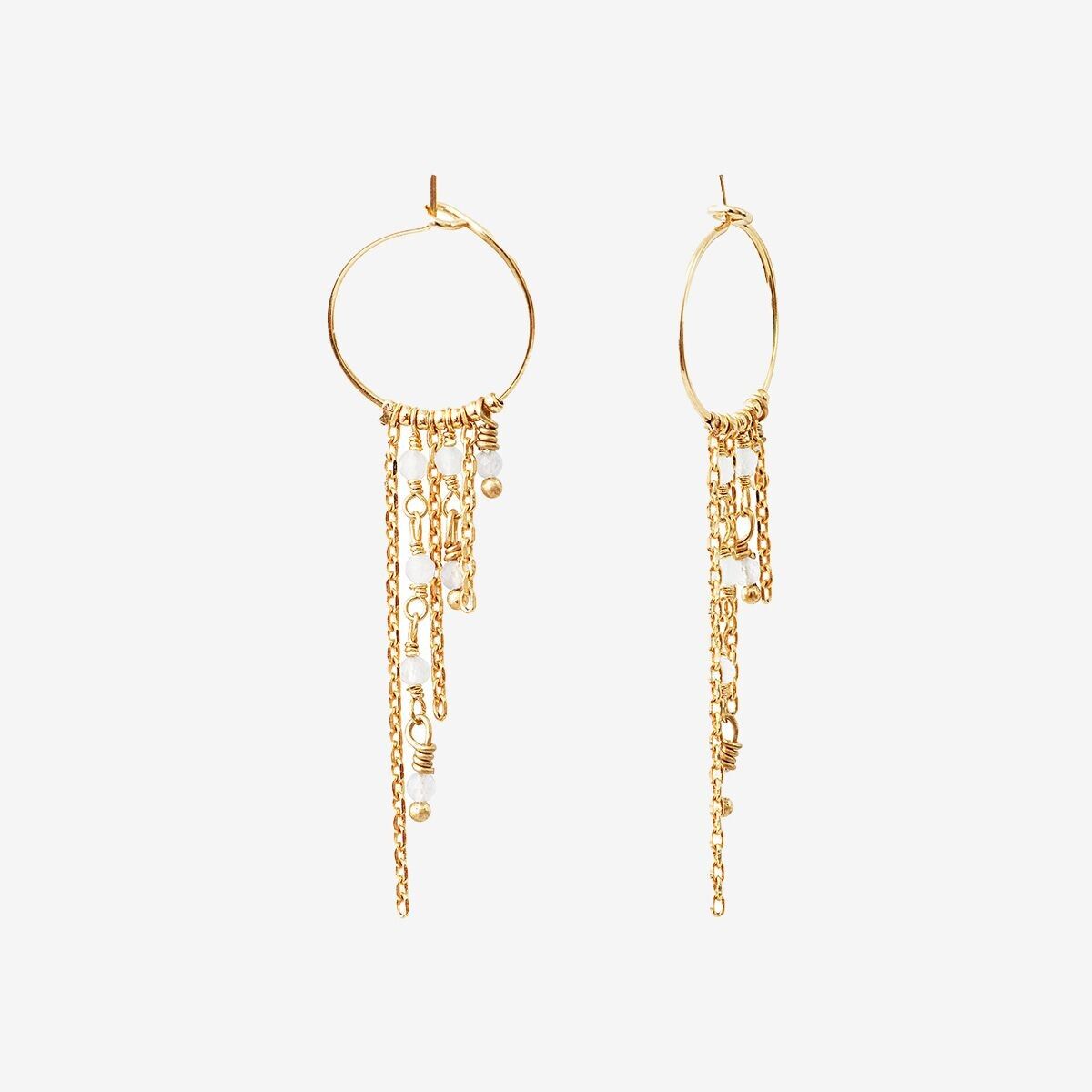 GOLDENE CREOLEN MIT WEISSER ZUCHTPERLE - ROXANE