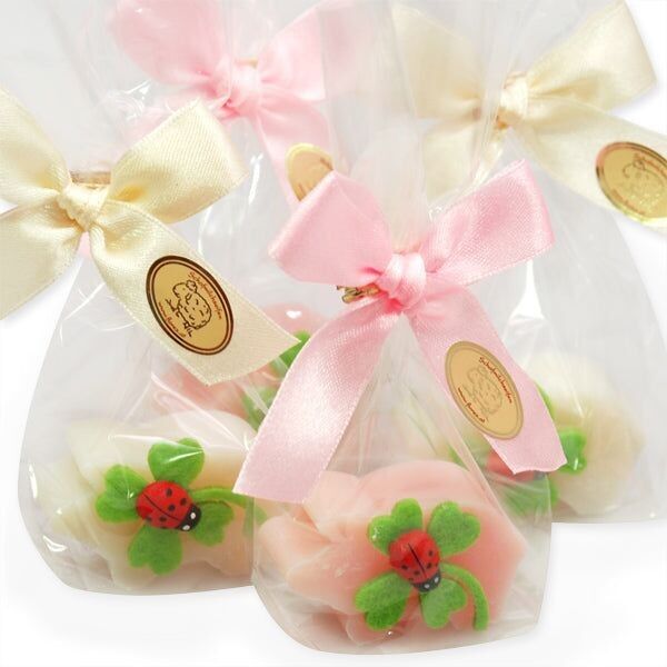 Jabón de leche de oveja cerdo 15g decorado con trébol en violonchelo, clásico/peonía