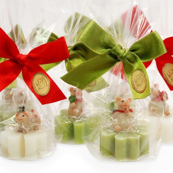 Jabón de leche de oveja hoja de trébol 14g, decorado con cerdito de la suerte en violonchelo, surtido