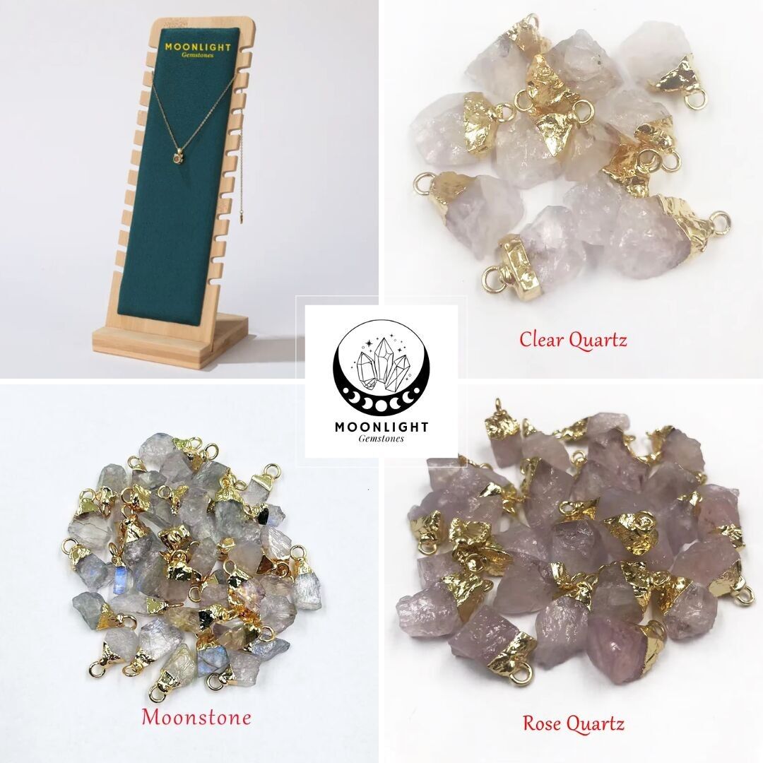 Small Raw Gemstone Pendant (1-1.5cm) Necklace Starter Pack + Free Display