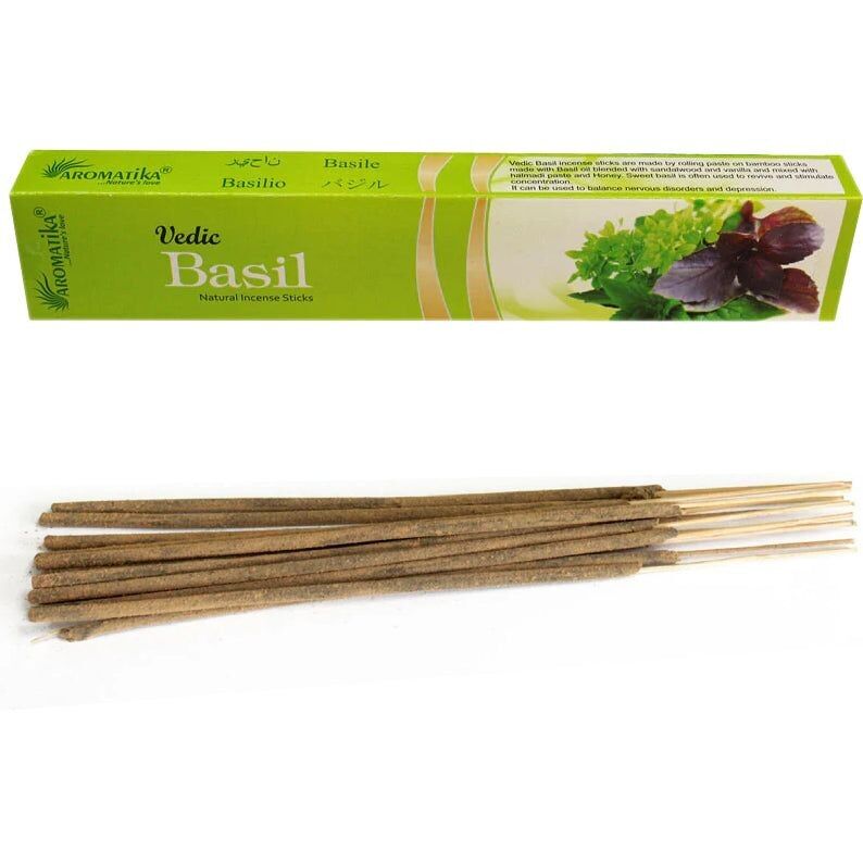 Bastoncini di incenso naturale al basilico vedico Aromatika